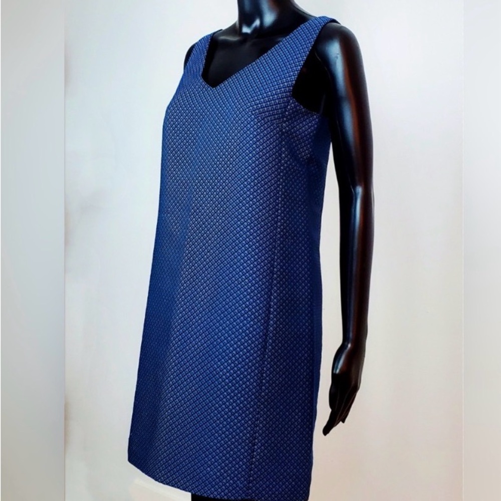 Club Monaco Diamond 3D Print Monogram  Jacquard Shift Dress Dark Blue